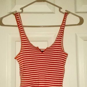 orange and white strip crop tank top